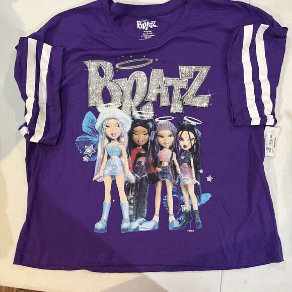 BRATZ Graphic Cropped Top T-Shirt Purple/White SIZE 12-14 - Women’s - Picture 1 of 4